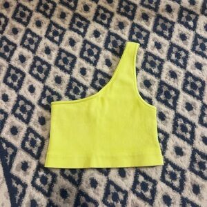 Gilly Hicks Vibrant Yellow Asymmetrical Crop Top